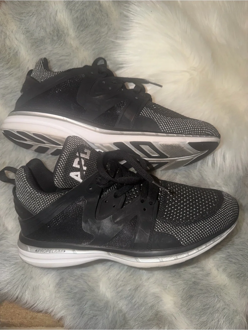 APL AscendW Black and White Knit Sneakers
